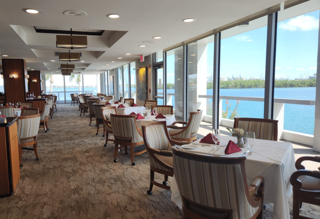 Dining room at Plymouth Harbor on Sarasota Bay
