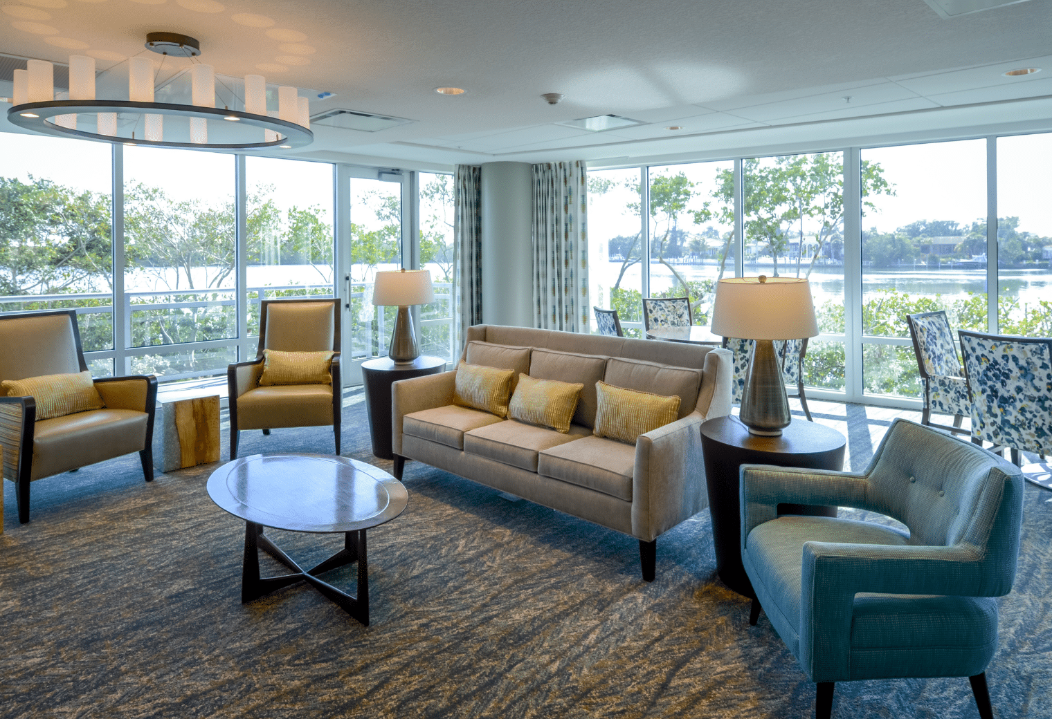 Sitting area in Plymouth Harbor on Sarasota Bay