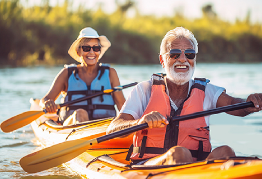 Senior couple kayaking