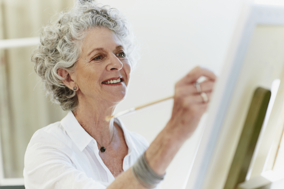 Activities at Plymouth Harbor on Sarasota Bay: Senior Woman Painting