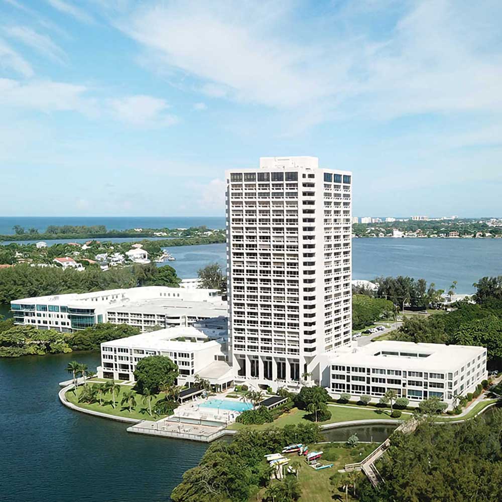 Exterior view of Plymouth Harbor on Sarasota Bay community