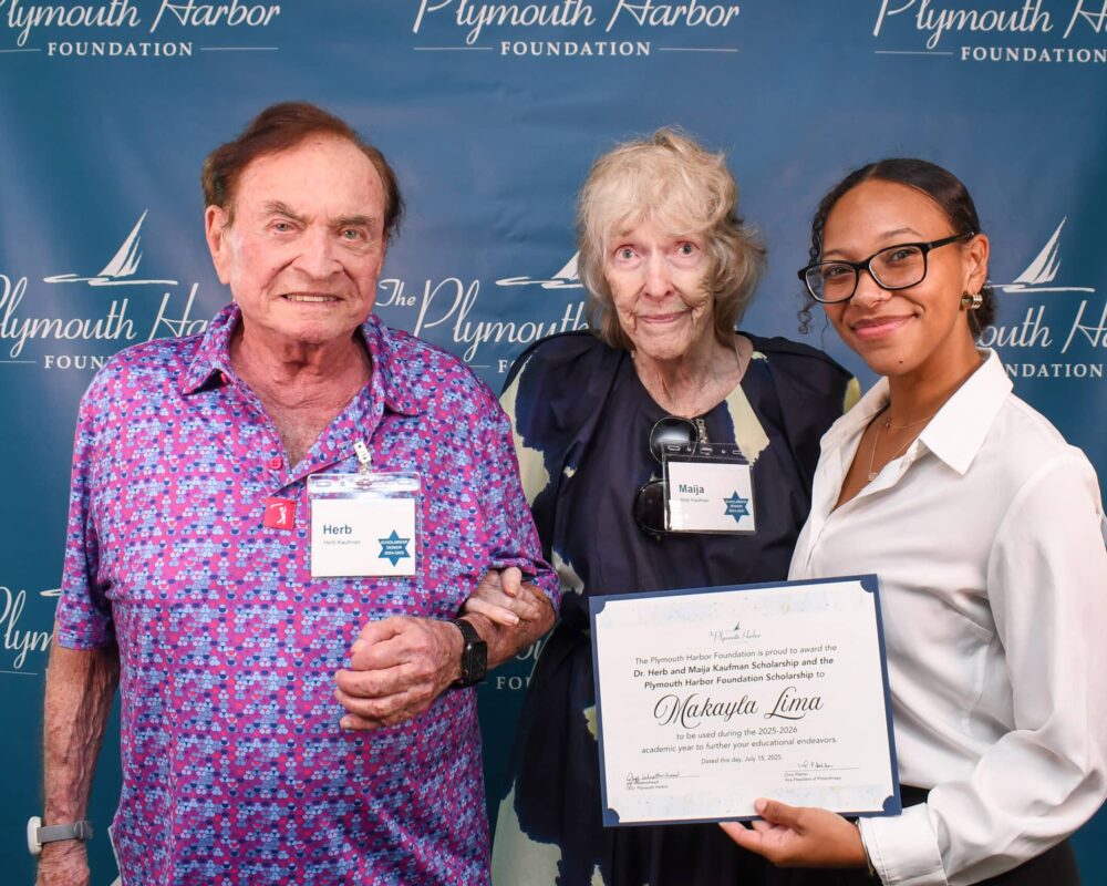 Dr. Herb and Maija Kaufman stand with the recipient of their scholarship, Makayla Lima