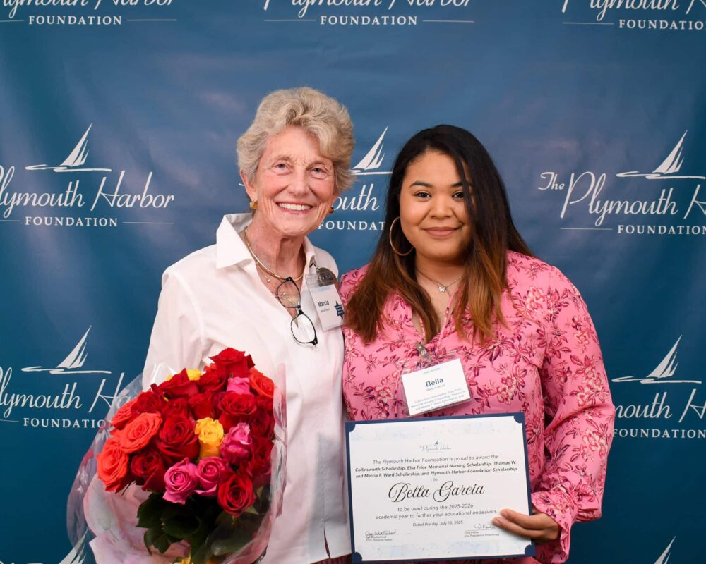 Bella Garcia, recipient of the Collinsworth Scholarship, Elsa Price Memorial Nursing Scholarship, Thomas W. and Marcia F. Ward Scholarship, and Plymouth Harbor Foundation Scholarship